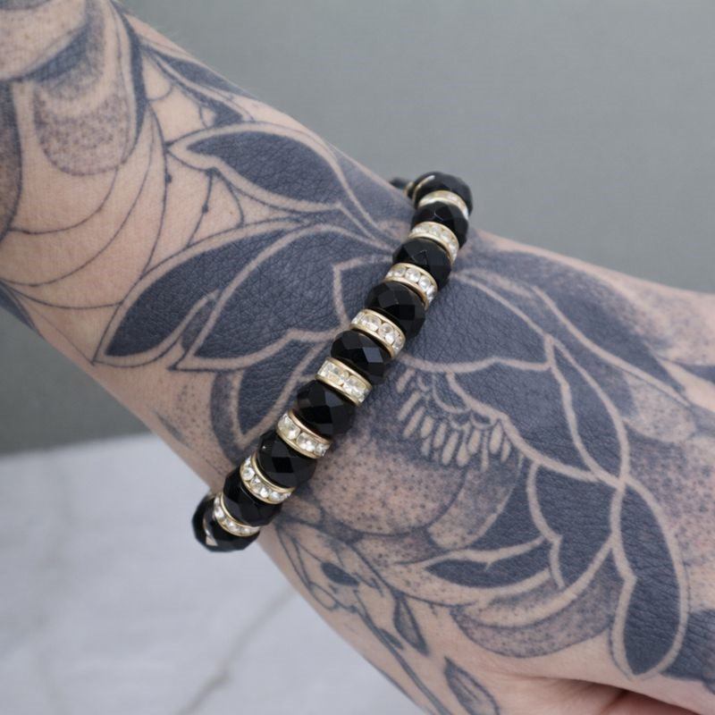 Pavé Set CZ & Black CZ Elastic Bracelet