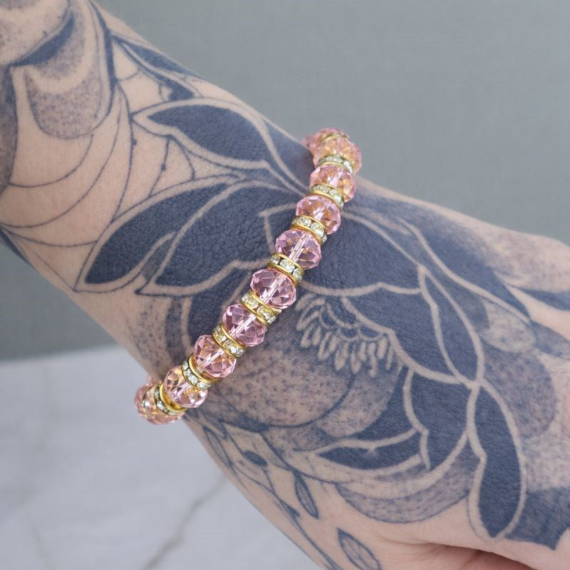 Pavé Set CZ & Pink CZ Elastic Bracelet