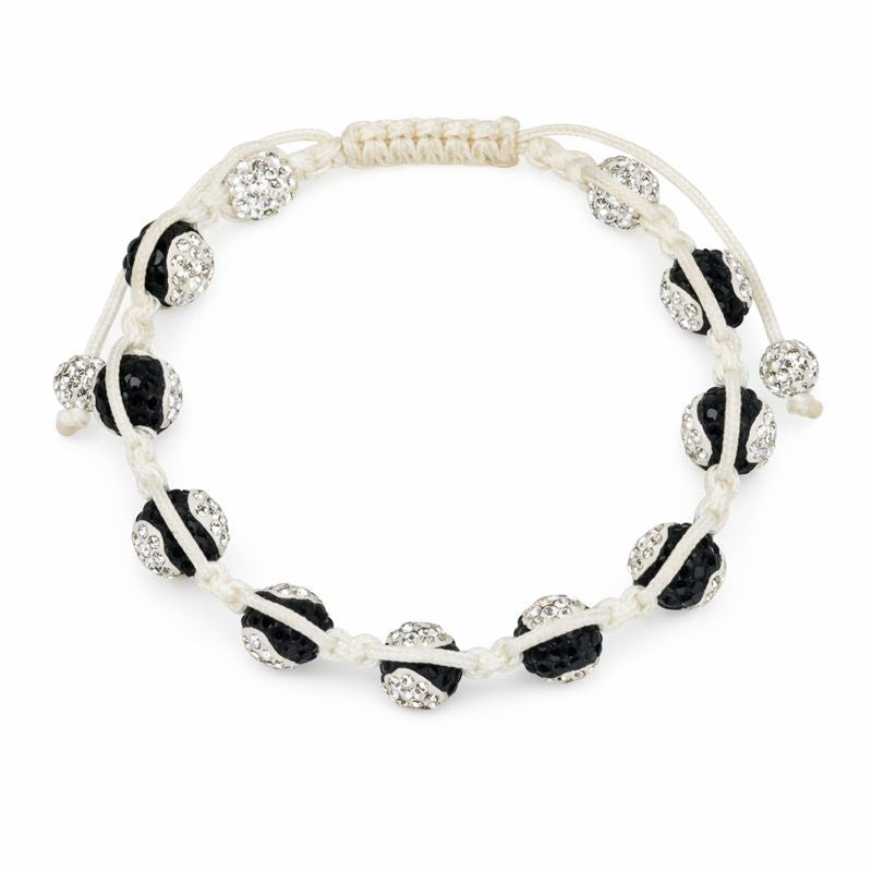 Black & White Swarovski® Crystal Macramé Adjustable Bracelet