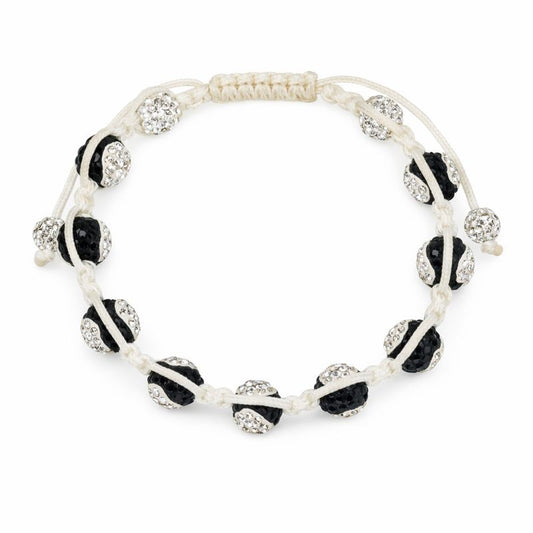 Black & White Swarovski® Crystal Macramé Adjustable Bracelet