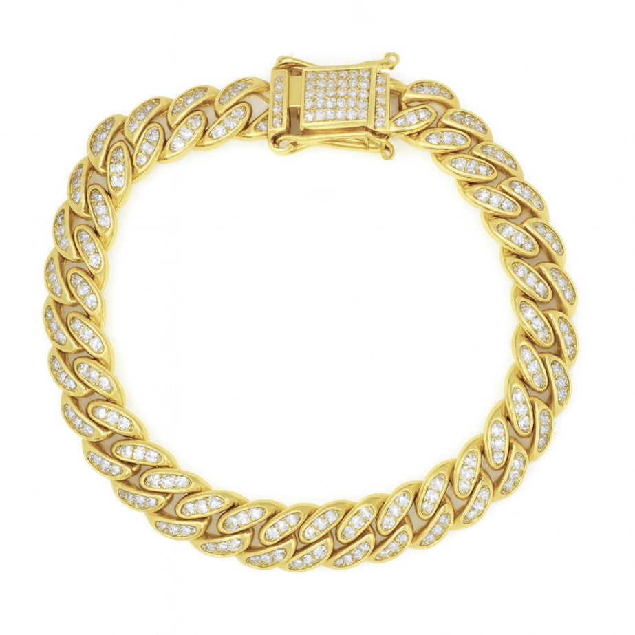 Gold Plated 9mm CZ Cuban Link 7" Bracelet