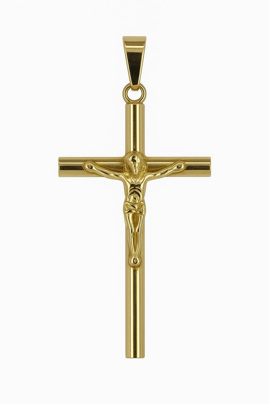 Gold Plated High Polish Crucifix Pendant