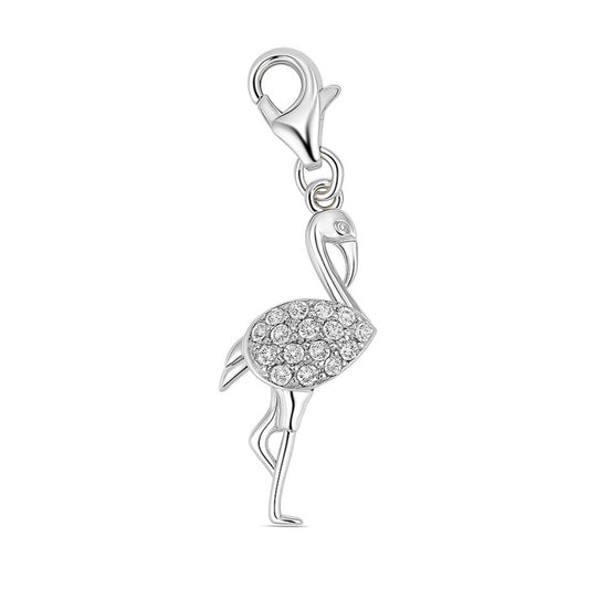 Sterling Silver CZ Flamingo Charm