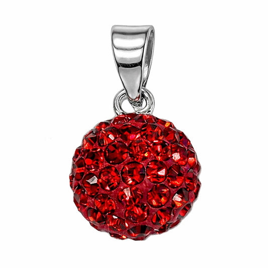 Sterling Silver Red CZ 10mm Ball Pendant