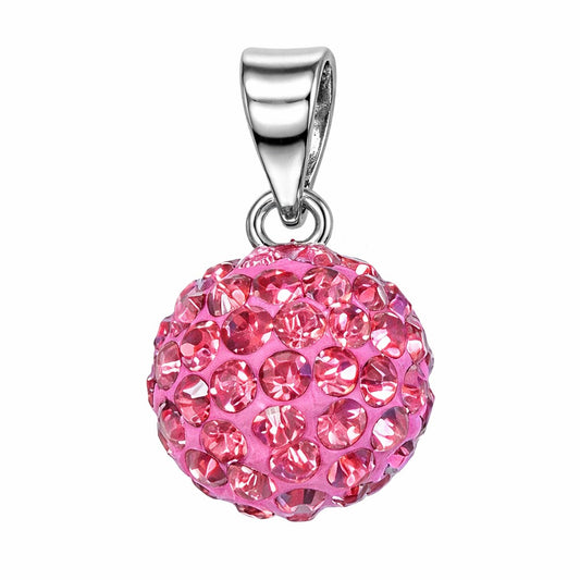 Sterling Silver Pink CZ 10mm Ball Pendant