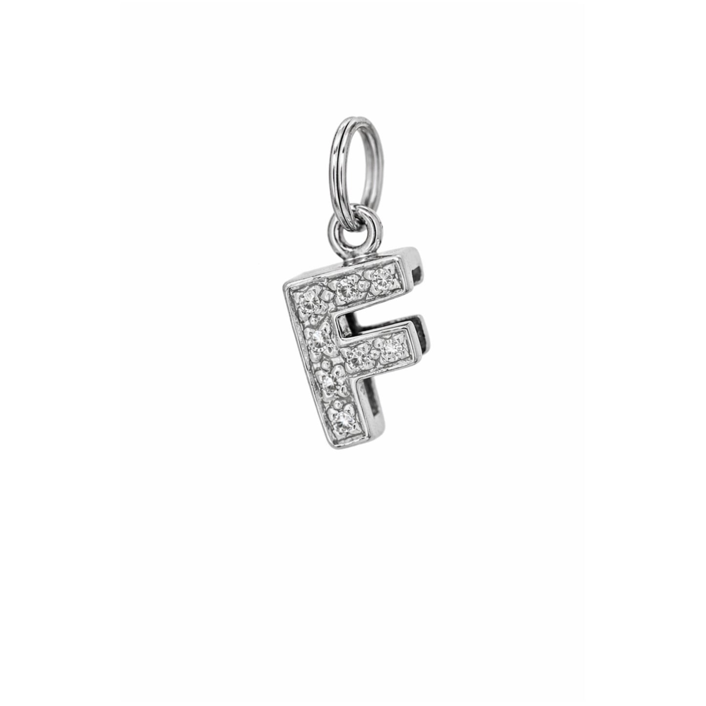 Sterling Silver CZ Block Letter Pendant