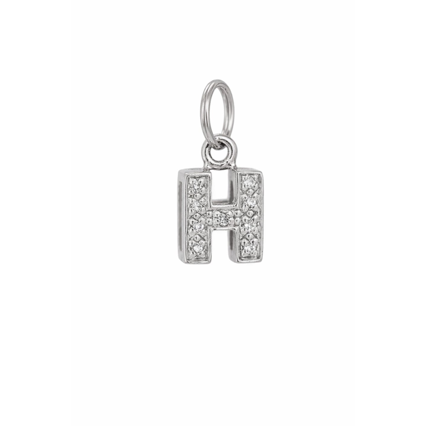 Sterling Silver CZ Block Letter Pendant