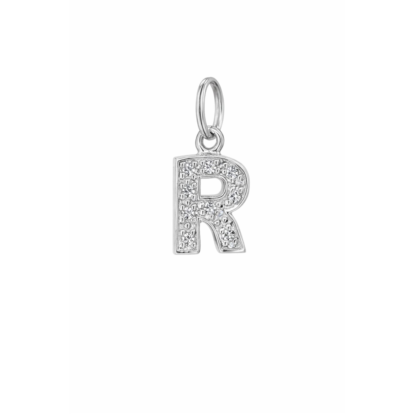 Sterling Silver CZ Block Letter Pendant