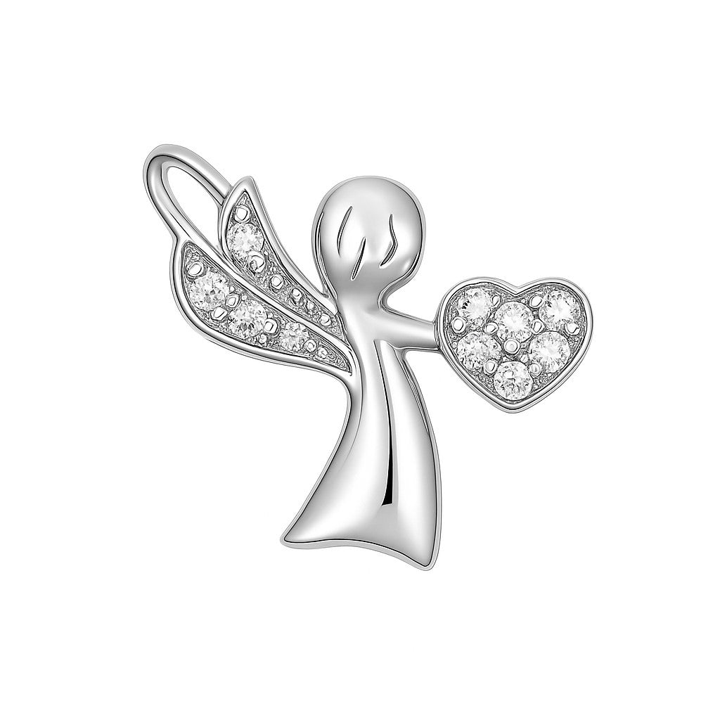 Sterling Silver CZ Angel Pendant