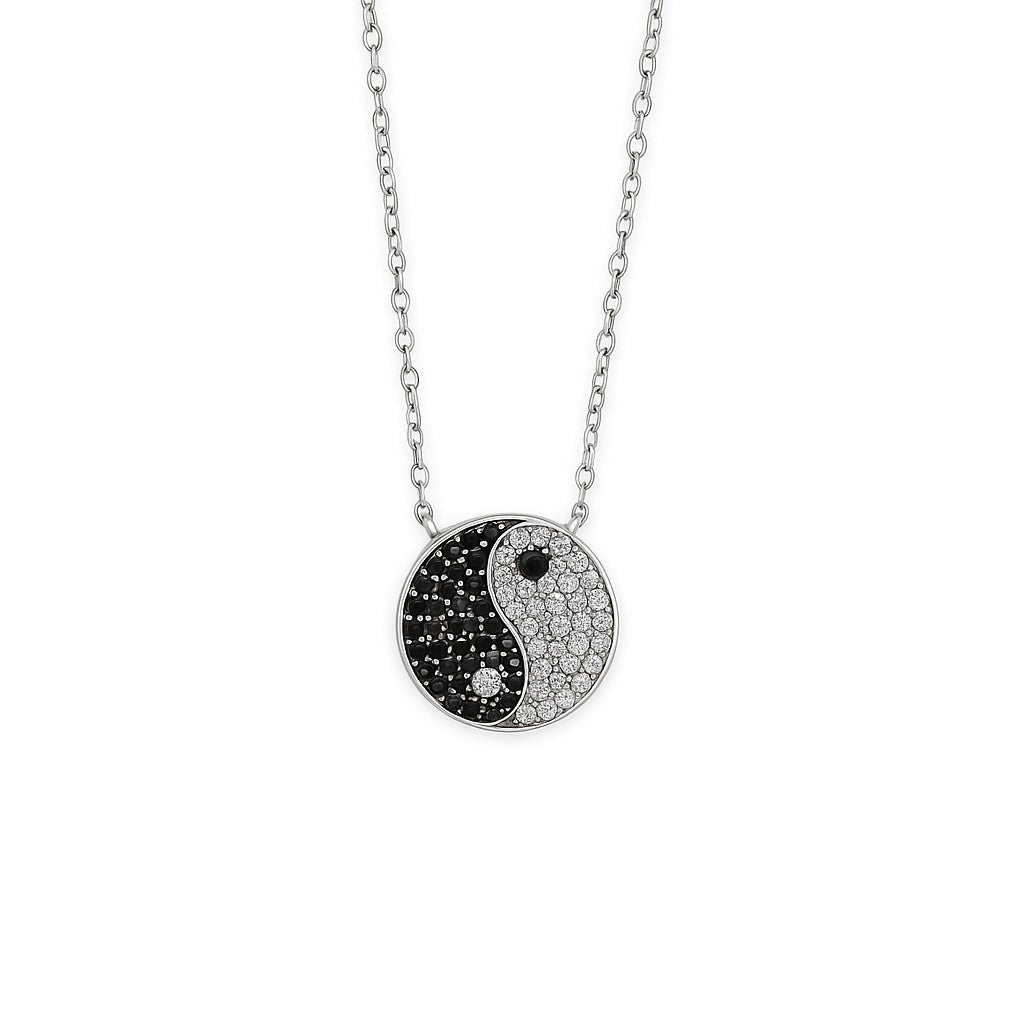 Sterling Silver CZ Yin Yang Necklace