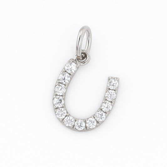 Sterling Silver CZ Horseshoe Pendant