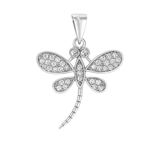 Sterling Silver CZ Dragonfly Pendant