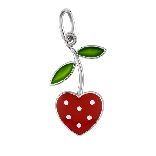 Sterling Silver Enamel Strawberry Pendant