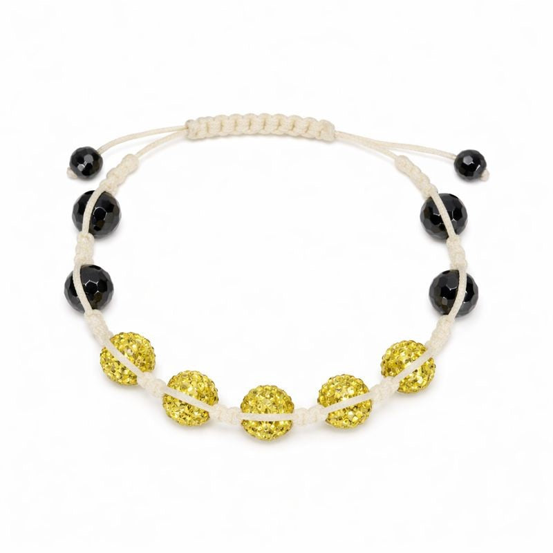 Yellow Swarovski® Crystal & Hematite Bead Macramé Adjustable Bracelet