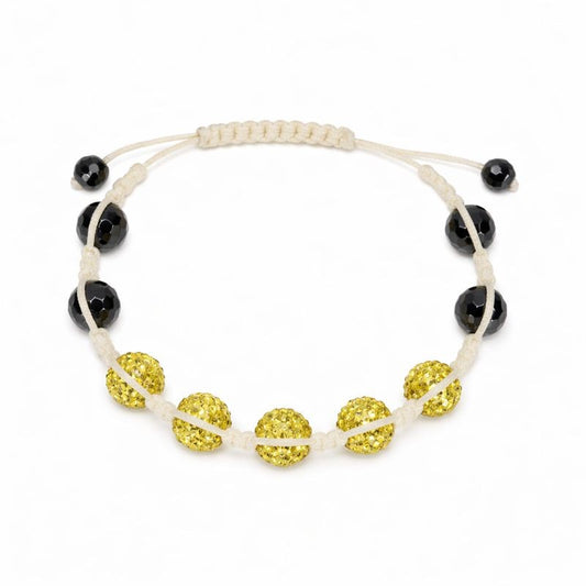 Yellow Swarovski® Crystal & Hematite Bead Macramé Adjustable Bracelet