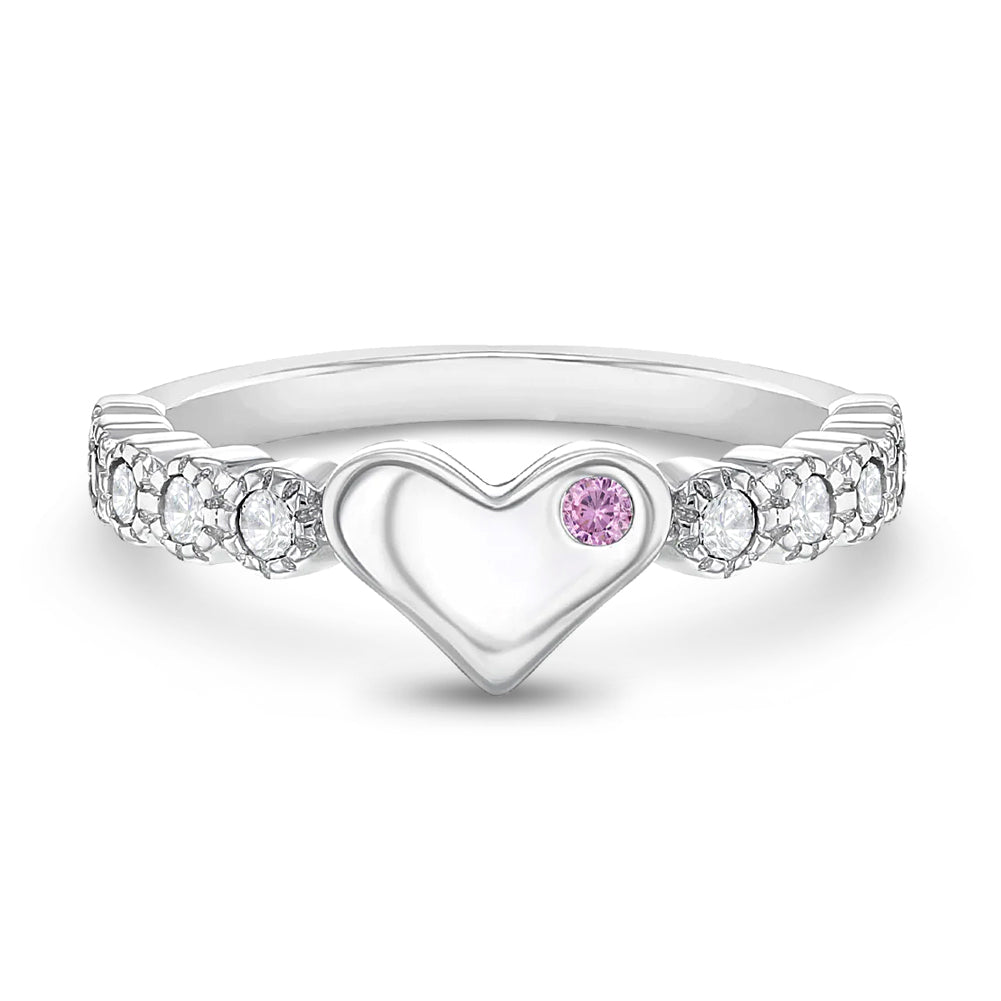 Sterling Silver Heart CZ Band Children's Ring
