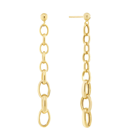14K Gold Plated Multi-Link Drop Earrings