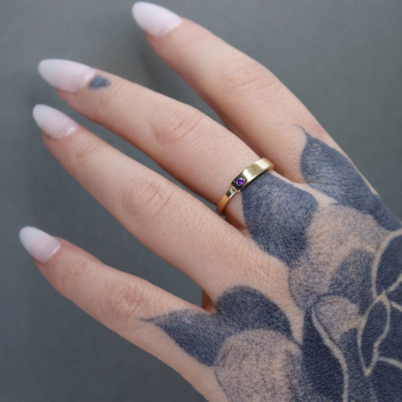 14K Gold Plated Engravable Alexandrite Ring