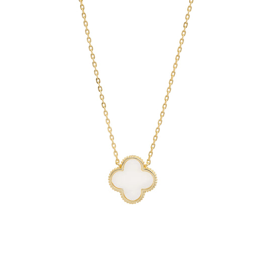 14K Gold-Plated Sterling Silver Mother of Pearl Beaded Clover Necklace