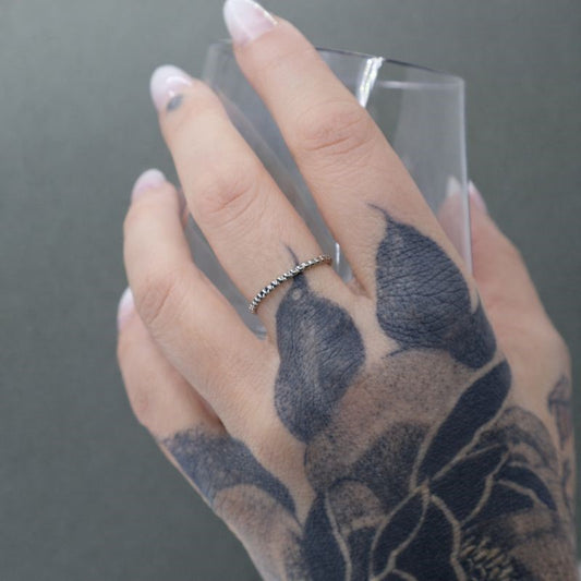 Sterling Silver Beaded Band Ring