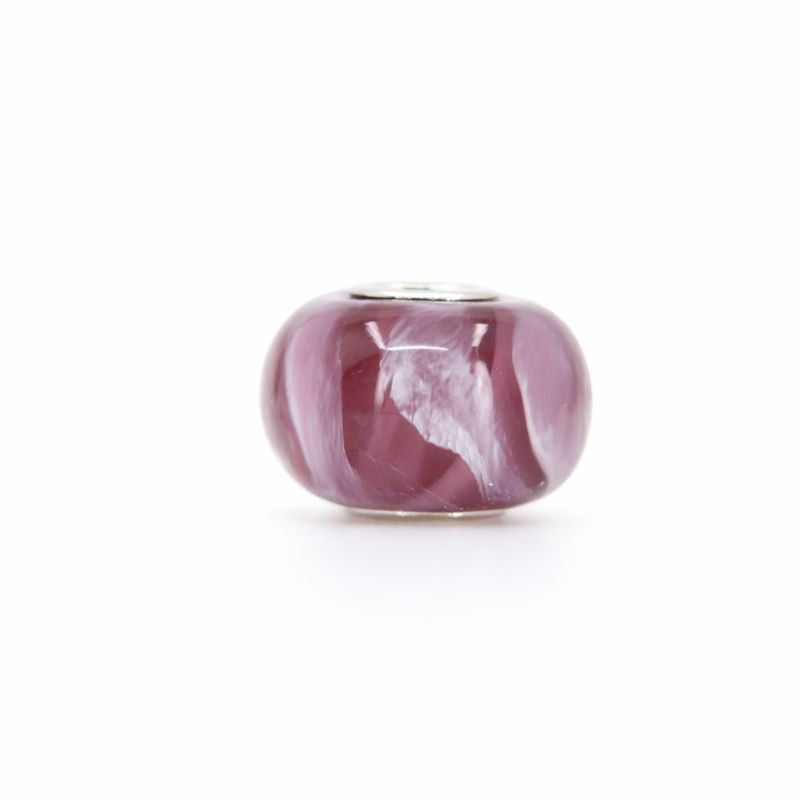 Sterling Silver Light Purple & White Swirl Murano Glass Bead Charm