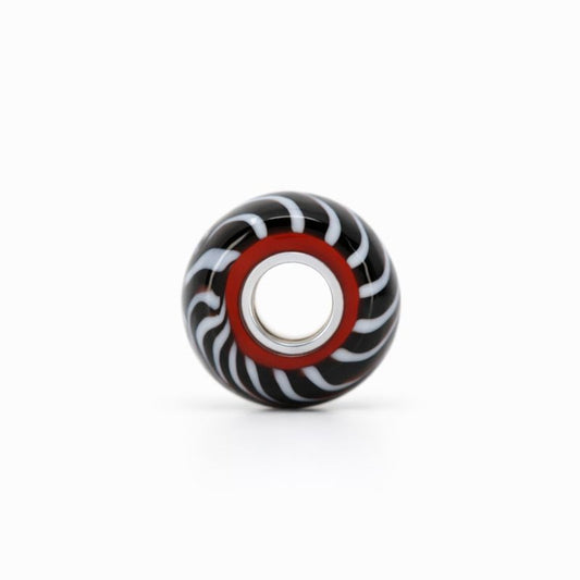 Sterling Silver Black & White Swirl Murano Glass Bead Charm
