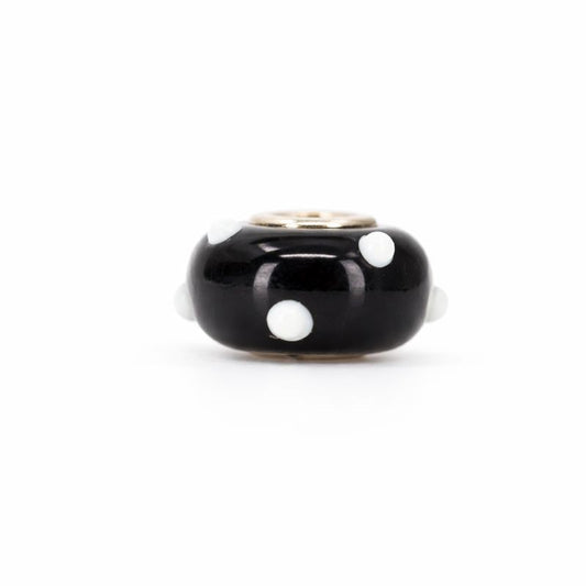 Sterling Silver Black & White Budded Murano Glass Charm