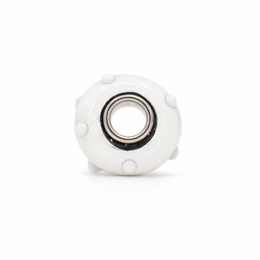 Sterling Silver Black & White Budded Murano Glass Charm