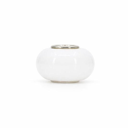 Sterling Silver White Murano Glass Bead Charm