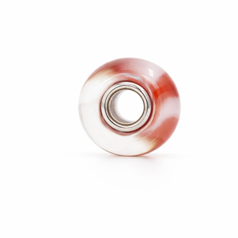 Sterling Silver Red & White Swirl Murano Glass Bead Charm