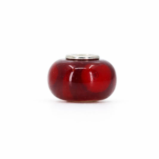 Sterling Silver Dark Red & Red Spotted Murano Glass Bead Charm