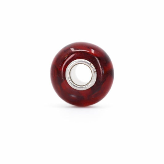 Sterling Silver Dark Red & Red Spotted Murano Glass Bead Charm