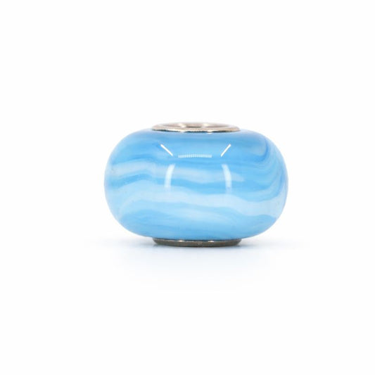 Sterling Silver Light Blue & White Swirl Murano Glass Bead Charm
