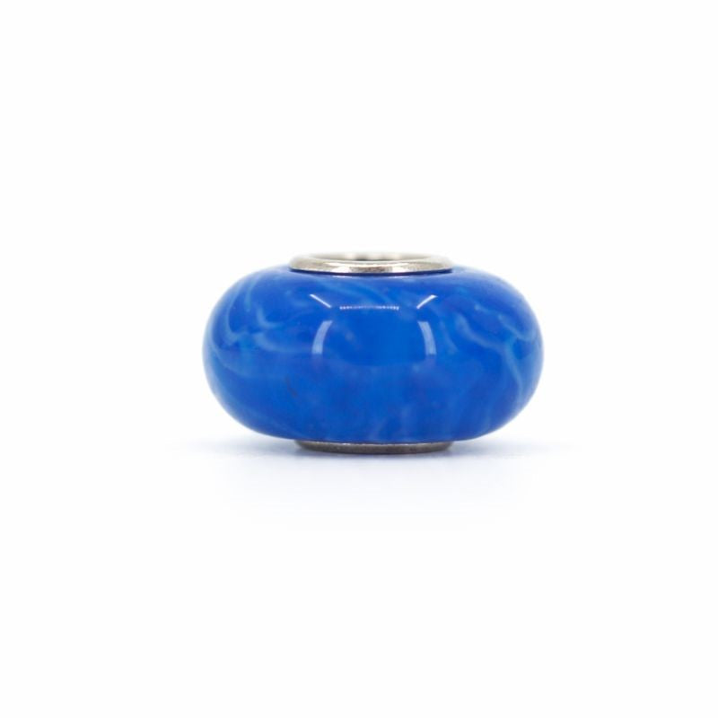 Sterling Silver Blue & White Swirl Murano Glass Bead Charm