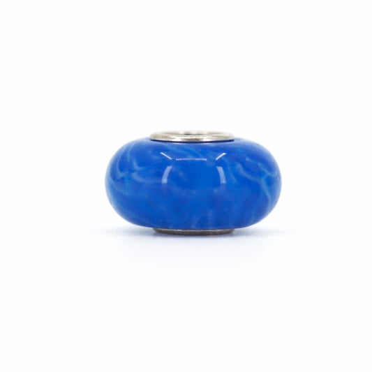 Sterling Silver Blue & White Swirl Murano Glass Bead Charm