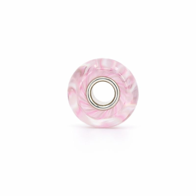 Sterling Silver White, Pink & White Swirl Murano Glass Charm