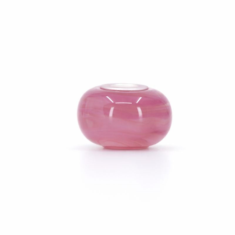 Sterling Silver Pink & White Swirl Murano Glass Bead Charm