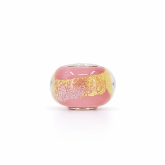 Sterling Silver Pink & Gold Foil Murano Glass Bead Charm