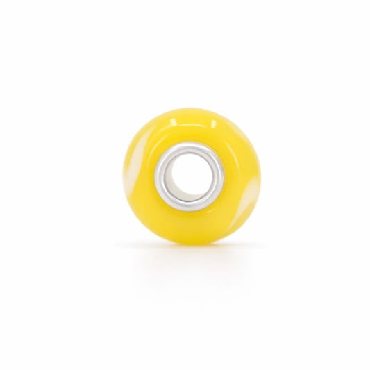 Sterling Silver Yellow & White Swirl Murano Glass Bead Charm