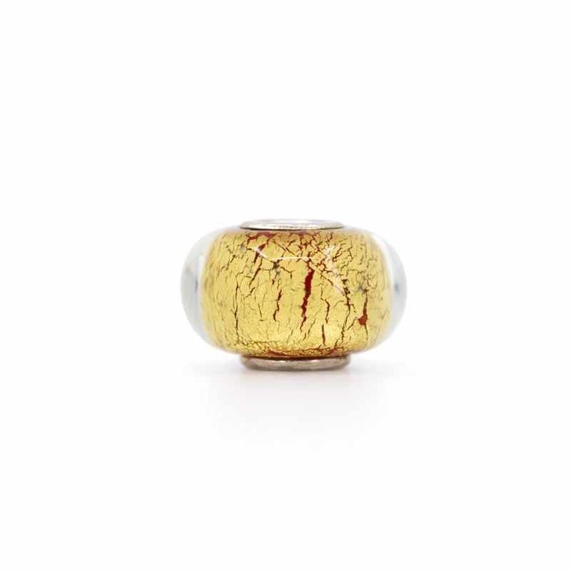Sterling Silver Red & Gold Foil Murano Glass Bead Charm