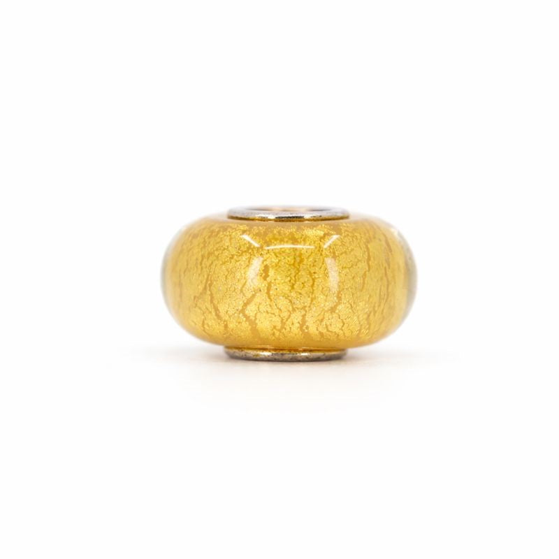 Sterling Silver Gold & Gold Foil Murano Glass Bead Charm