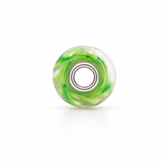 Sterling Silver Light Green, White, & Green Swirl Murano Glass Charm