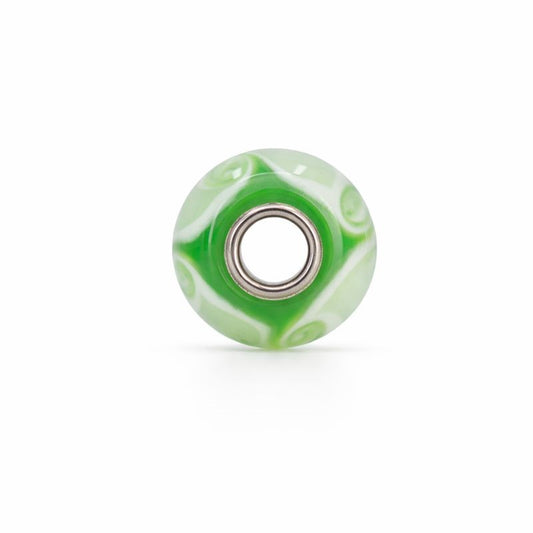 Sterling Silver Green & White Swirl Murano Glass Bead Charm