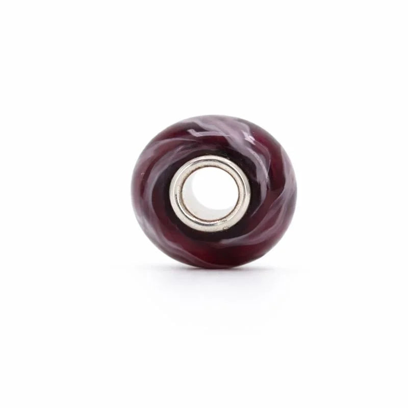 Sterling Silver Purple & White Swirl Murano Glass Bead Charm