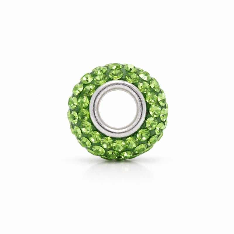 Sterling Silver Green Swarovski Crystal Bead Charm