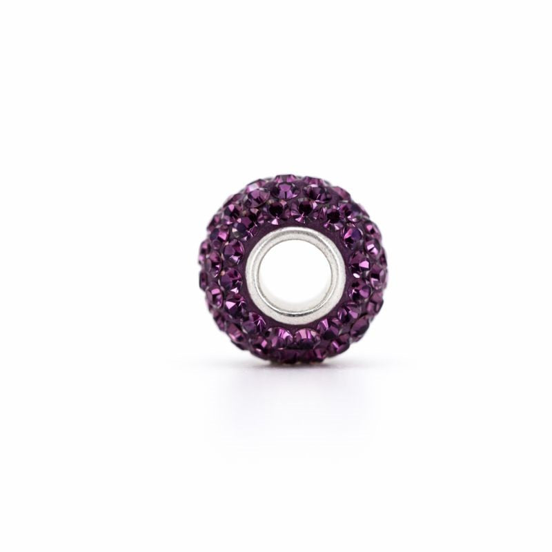 Sterling Silver Purple Swarovski Crystal Bead Charm