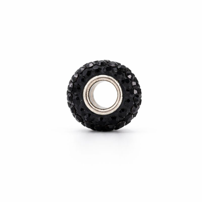 Sterling Silver Black Swarovski Crystal Bead Charm