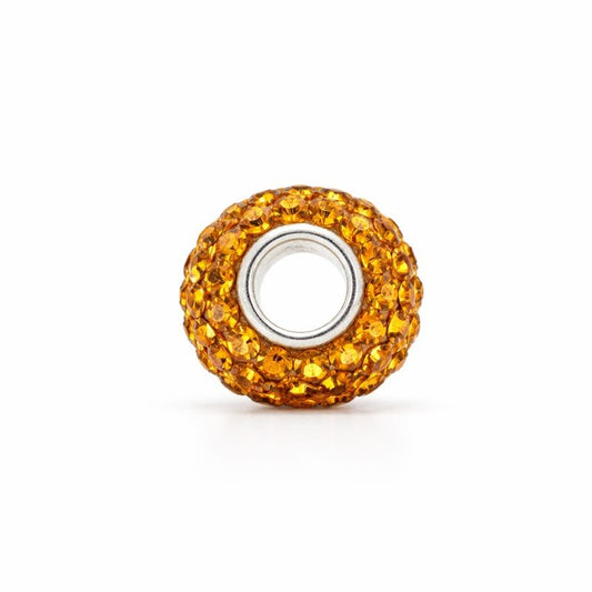 Sterling Silver Orange Swarovski Crystal Bead Charm