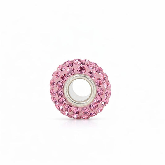Sterling Silver Pink Swarovski Crystal Bead Charm