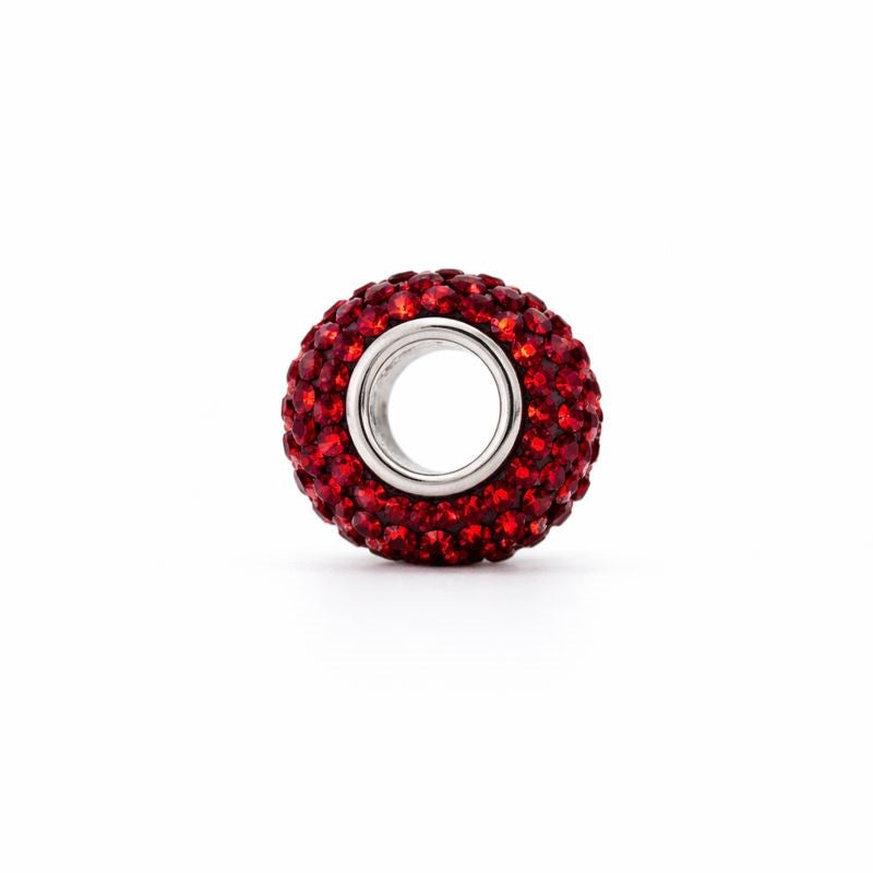 Sterling Silver Dark Red Swarovski Crystal Bead Charm
